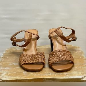 Nine West Tinsley Woven Block Heel Sandal Sz 8M